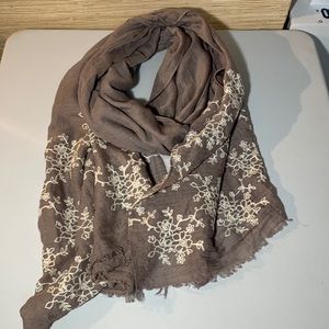 Do everything in love  Tan Embroidered Scarf